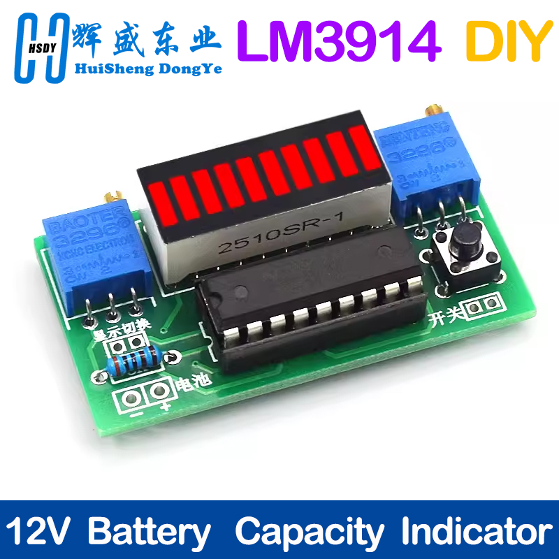 Diy Electronics Test Equipment - LM3914 10 segments 3.7V Lithium 12V